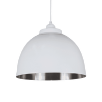 Glans Wit Industriële Hanglamp Capri 32 cm 1 Lichts Met Mat Nickel Binnenzijde - thumbnail