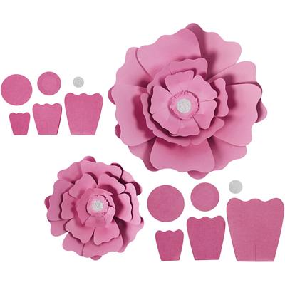 Creativ Company Papieren bloemen, d 15+25 cm, 230 gr, lichtrood, 2 stuk/ 1 doos