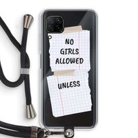 No Girls Allowed Unless: Huawei P40 Lite Transparant Hoesje met koord