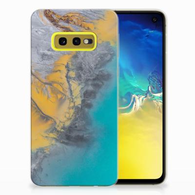Samsung Galaxy S10e | TPU | Siliconen hoesje | Marble Blue Gold