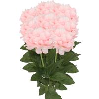 Kunstbloemen boeket pioenroos - 8x - licht roze - zijde - 71 cm - decoratie bloemen