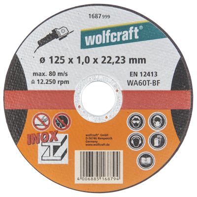 Wolfcraft Doorslijpschijf | Metaal | Ø125 x 1,0 x 22,23 | 1 stuk - 1687999