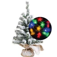 Kerstboom sneeuw 45 cm - incl. ruimte/space verlichting snoer 165 cm - Kunstkerstboom