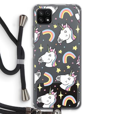 Rainbow Unicorn: Samsung Galaxy A22 5G Transparant Hoesje met koord