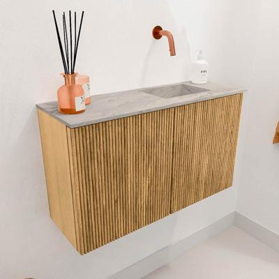 Toiletmeubel Mondiaz Joya Dlux | 70 cm | Meubelkleur Oak | Faye wastafel Glace Wasbak Rechts | Zonder kraangat(en)