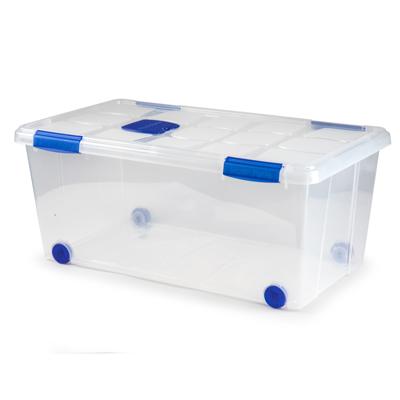 Plasticforte Opslagbak/box met deksel - 1x - 61L - 73 x 41 x 32 cm - transparant - met wielen