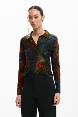 Geknoopt T-shirt met dierenprint - GREEN - L