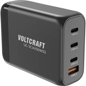 VOLTCRAFT UC-3C1A100W02 USB-oplader 100 W Binnen Aantal uitgangen: 4 x USB-C, USB-A GaN, USB Power Delivery (USB-PD), Snellader