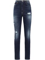 Philipp Plein jean taille-haute à effet usé - Bleu - thumbnail