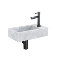 Fortifura Fuente fonteinset - 40x22 - 1 kraangat - rechts - marmer - fonteinkraan zwart mat - wit SW696235/SW696205/SW696215/SW728223