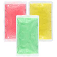 Holi kleurpoeder - 3x kleuren zakjes - 70 gr per zakje - festival/party - heilig kleuren poeder