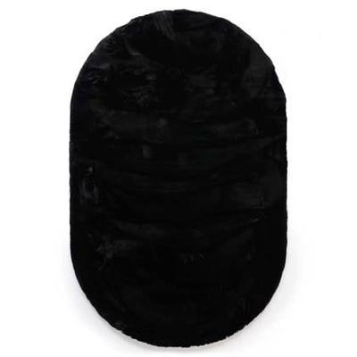 Tapeso Ovaal hoogpolig vloerkleed - Comfy plus - zwart - 230x330 cm