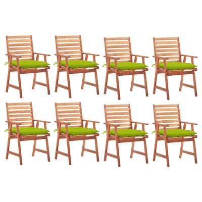 Tuinstoelen 8 st met kussens massief acaciahout