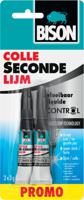 Bison secondelijm Control Vloeibaar, tube van 3 g, promo blister van 2 stuks