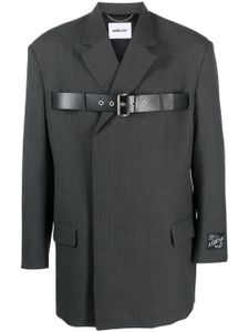 AMBUSH blazer à taille ceinturée en laine vierge - Gris