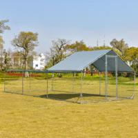 Kippenhok Vrijloop 3 x 6 m Loopvlak van 18 m² Kippenhok met Dak Deur en Grendel Kippenren van Verzinkt Stalen Frame Vrijloop Kippenkooi