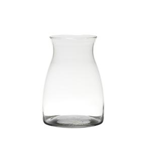 Transparante home-basics bloemenvaas - glas - transparant - H20 x D14 cm - Bloemen/takken/boeketten