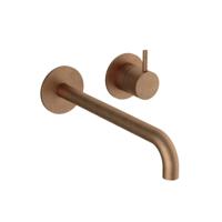 Hotbath Cobber - Wastafelmengkraan - zonder Waste - Laag - Bruin - Inbouw - Messing - V02