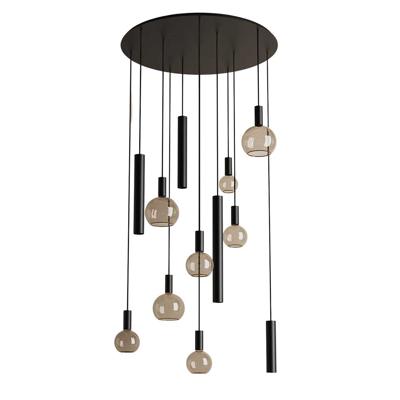 Hanglamp Riva rond 8 lichts zwart