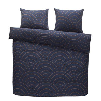 2e Halve Prijs Leen Bakker - Comfort Dekbedovertrek Sendai Grafisch - /caramel - 200x200/220 Cm - Katoen - Blauw