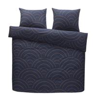 2e Halve Prijs Leen Bakker - Comfort Dekbedovertrek Sendai Grafisch - /caramel - 200x200/220 Cm - Katoen - Blauw