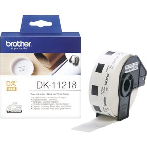 Brother DK-11218 Rol met etiketten Ø 24 mm Papier Wit 1000 stuk(s) Permanent hechtend DK11218 Universele etiketten