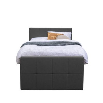 Boxspring met opbergruimte en voetbord Liv geblokt - antraciet - 120x200cm - Leen Bakker
