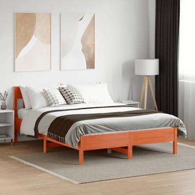 Bedframe zonder matras massief grenenhout wasbruin 160x200 cm