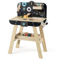Werkbank voor Kinderen Houten Bouwatelier met Speelgoedgereedschap Accessoires Opbergrekken Schoolbord