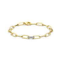 18k Bicolor Paperclip Armband met Diamant 0.20ct - 18,5 cm, 7,5 mm 18k Bicolor Paperclip Armband met Diamant 0.20ct - 18,5 cm, 7,5 mm