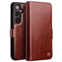 Samsung Galaxy S24+ Qialino Classic Wallet Leren Hoesje - Donkerbruin