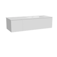 Storke Edge zwevend badmeubel 140 x 52 cm mat wit met Mata asymmetrisch rechtse wastafel in solid surface mat wit