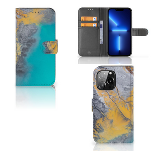 iPhone 13 Pro Bookcase Marble Blue Gold