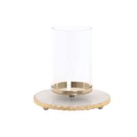 Kaarshouder Home ESPRIT Wit Gouden Kristal Marmer 25 x 25 x 27 cm