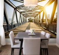 Fotobehang steden brug met mooi uitzicht
