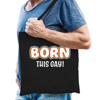 Gay Pride tas - born this gay - katoen - 42 x 38 cm - zwart - LHBTI