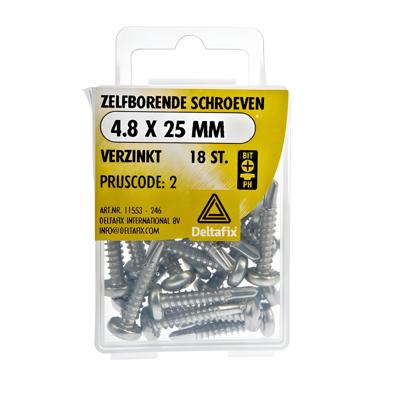 Zelfb.schroef 4.8x25mm verz 18st - Deltafix