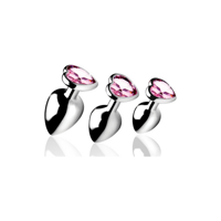 XR Brands Pink Heart - Butt Plug Set - 3 Pieces - thumbnail