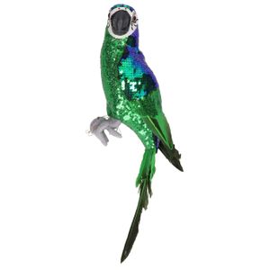 Decoratie vogel papegaai - groen - 40 cm - kunststof - dierenbeeld   -