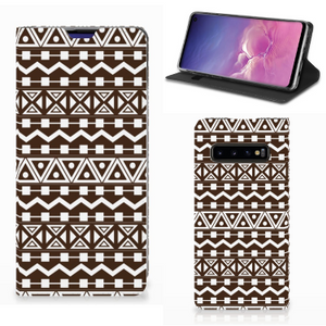 Samsung Galaxy S10 Hoesje met Magneet Aztec Brown