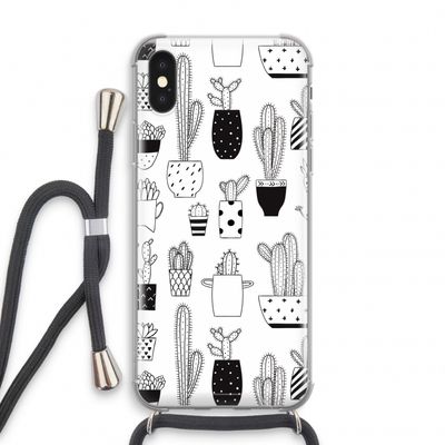 Cactusmotief: iPhone XS Transparant Hoesje met koord