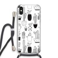 Cactusmotief: iPhone XS Transparant Hoesje met koord