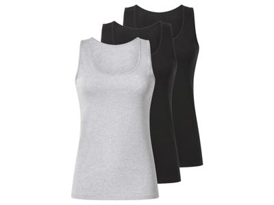 esmara Set van 3 dames tops (Zwart/grijs, L (44/46))