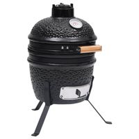 vidaXL Kamado barbecue 2-in-1 56 cm keramiek zwart - thumbnail