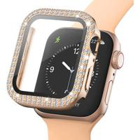 Strass Decoratief Apple Watch SE (2022)/SE/6/5/4 Cover met Screenprotector - 44mm - Rose Gold - thumbnail