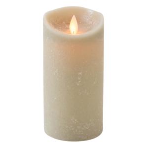 Led kaars/stompkaars - taupe - H15 x D7,5 cm - wax - warm wit licht - bewegende vlam