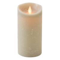 Led kaars/stompkaars - taupe - H15 x D7,5 cm - wax - warm wit licht - bewegende vlam