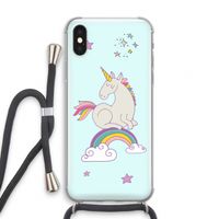 Regenboog eenhoorn: iPhone X Transparant Hoesje met koord