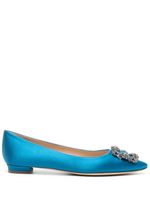 Manolo Blahnik Hangisi Flat embellished ballerina shoes - Bleu