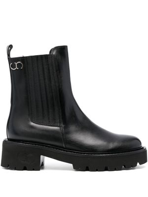 Casadei bottines en cuir à plaque logo 50 mm - Noir